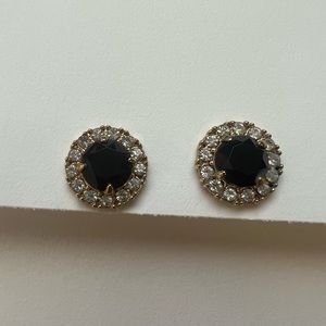 Black & clear gold earring studs